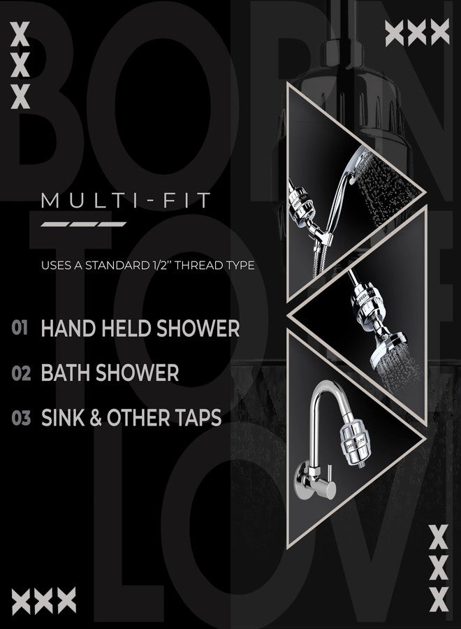 ORBON Water Softener for Bathroom | Shower Filter for Bathroom | Hard water Softener for Shower | Hard Water Shower Filter | With 3 In 1 Universal Adapter & Teflon Tape | 1 Extra Cartage | Chrome - Image 4